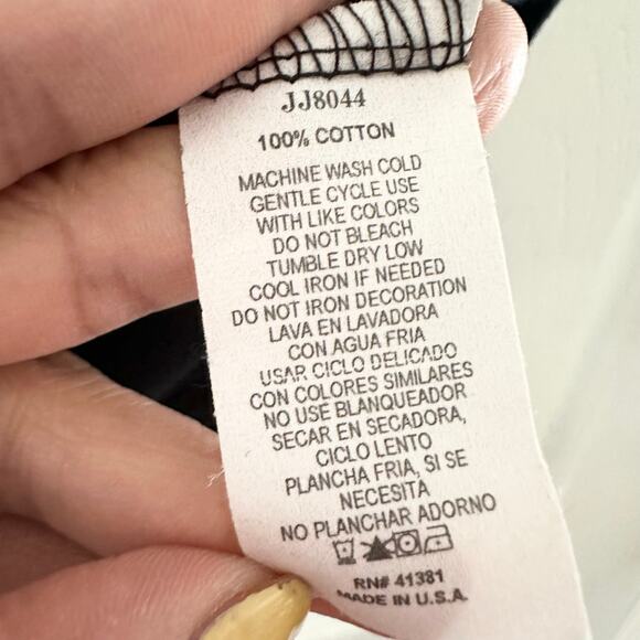 Jamee J Vintage USA Y2K Black Grand Ale Dark Romantic Baby Tee Top Large French - Picture 9 of 9